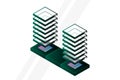 Server room isometric vector, futuristic technology of data protection and processing, networking and web hosting banner, input ou Royalty Free Stock Photo