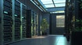 Server Room Modern Data Center Corridor,Digital Infrastructure,Cloud Computing, server racks , data center, cloud infrastructure Royalty Free Stock Photo
