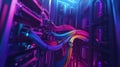 In the server room, network cables were color-coded and organized Royalty Free Stock Photo