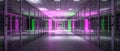Server room with purple and green lights, nobody around Royalty Free Stock Photo