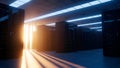 Server Room with Sun Rays Streaming Through Window, Data Center Racks, Technology and IT Infrastructure Royalty Free Stock Photo