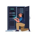 Server Room Technician IT Network Maintenance Illustration Royalty Free Stock Photo