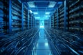 Server room technology with networking cable and hardware system. Generative AI Royalty Free Stock Photo