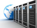 Server row and earth Royalty Free Stock Photo