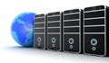 Server row and earth Royalty Free Stock Photo