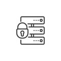 Server security lock line icon Royalty Free Stock Photo