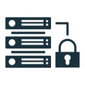 Server security system protecting data center with lock icon Royalty Free Stock Photo