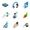 Server setup icons set, isometric style Royalty Free Stock Photo