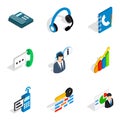 Server setup icons set, isometric style