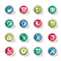 Server Side Computer icons over colored background Royalty Free Stock Photo