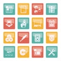 Server Side Computer icons over colored background Royalty Free Stock Photo