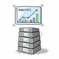 Server stack with analytics graph illustration Royalty Free Stock Photo