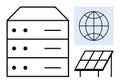 Sustainable Data Storage with Global Connectivity and Solar Energy Integration Royalty Free Stock Photo