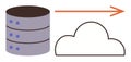 Data Migration from Server Storage to Cloud Storage with Simplified Visual Representation Royalty Free Stock Photo