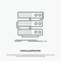 server, storage, rack, database, data Icon. Line vector gray symbol for UI and UX, website or mobile application Royalty Free Stock Photo