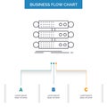 server, structure, rack, database, data Business Flow Chart Design with 3 Steps. Line Icon For Presentation Background Template Royalty Free Stock Photo
