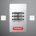 server, structure, rack, database, data Glyph Icon in Carousal Pagination Slider Design & Red Download Button Royalty Free Stock Photo