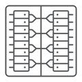 Server thin line icon, technology and system, data center sign, vector graphics, a linear pattern on a white background.