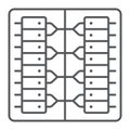 Server thin line icon, technology and system, data center sign, vector graphics, a linear pattern on a white background.