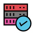 Server tick color line icon Royalty Free Stock Photo