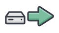 Server to Arrow Icon for Data Output Transfer, vector design Generative AI Royalty Free Stock Photo