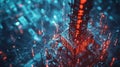 Server tower sending data packets through network cables, ensuring cybersecurity in futuristic cityscape