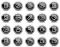 Server web icons, black glossy circle buttons