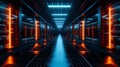 Serverless architecture, futuristic 3D design, real-time data analysis, digital circuits, neon accents