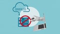 Serverless cloud computing concept with hand rejecting traditional servers, vector illustration Royalty Free Stock Photo