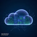 Of servers and circuit like patterns representing cloud computing Royalty Free Stock Photo