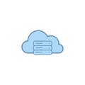 Servers and Clouds. Cloud Computing Concept. Stock vector illustration isolated on white background