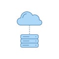 Servers and Clouds. Cloud Computing Concept. Stock vector illustration isolated on white background