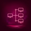 Servers, computers neon icon - vector. Artificial intelligence. Royalty Free Stock Photo
