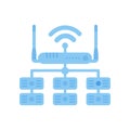 Servers connected to the router. IOT and automation concept. Isolated. Vector. Royalty Free Stock Photo