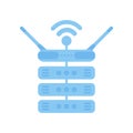 Servers connected to the router. IOT and automation concept. Isolated. Vector. Royalty Free Stock Photo