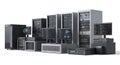 Servers Data Center Network Hardware on Isolated White Background Rendered Illustration for IT Solutions and Database Royalty Free Stock Photo