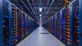 Servers and Data Centers: Rows of servers, secure data centers, and network cables. Royalty Free Stock Photo