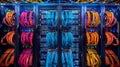 Servers and Data Centers: Rows of servers, secure data centers, and network cables. Royalty Free Stock Photo