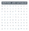 Servers and database vector line icons set. Servers, Databases, SQL, MySQL, PostgreSQL, Oracle, Microsoft SQL Server