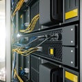 Servers and hardware room computer technology concept photo Royalty Free Stock Photo
