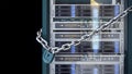 Servers and hardware room computer technology security concept
