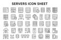 Servers Icon Sheet Vector Collection for Web Hosting and Data Processing Infrastructure Royalty Free Stock Photo