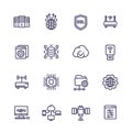 Servers, network and hosting line icons set