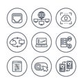Servers, networks, cloud solutions line icons