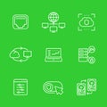 Servers, networks icons set, linear style