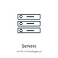 Servers outline vector icon. Thin line black servers icon, flat vector simple element illustration from editable artificial Royalty Free Stock Photo