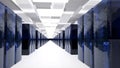 Servers. Server data center. Backup, hosting, mainframe, farm and computer rack with storage information. 3d render