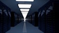 Servers. Server data center. Backup, hosting, mainframe, farm and computer rack with storage information. 3d render
