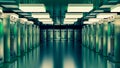 Servers. Server room data center. Backup, hosting, mainframe, farm and computer rack with storage information. 3d render