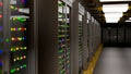 Servers. Server room data center. Backup, hosting, mainframe, farm and computer rack with storage information. 3d render